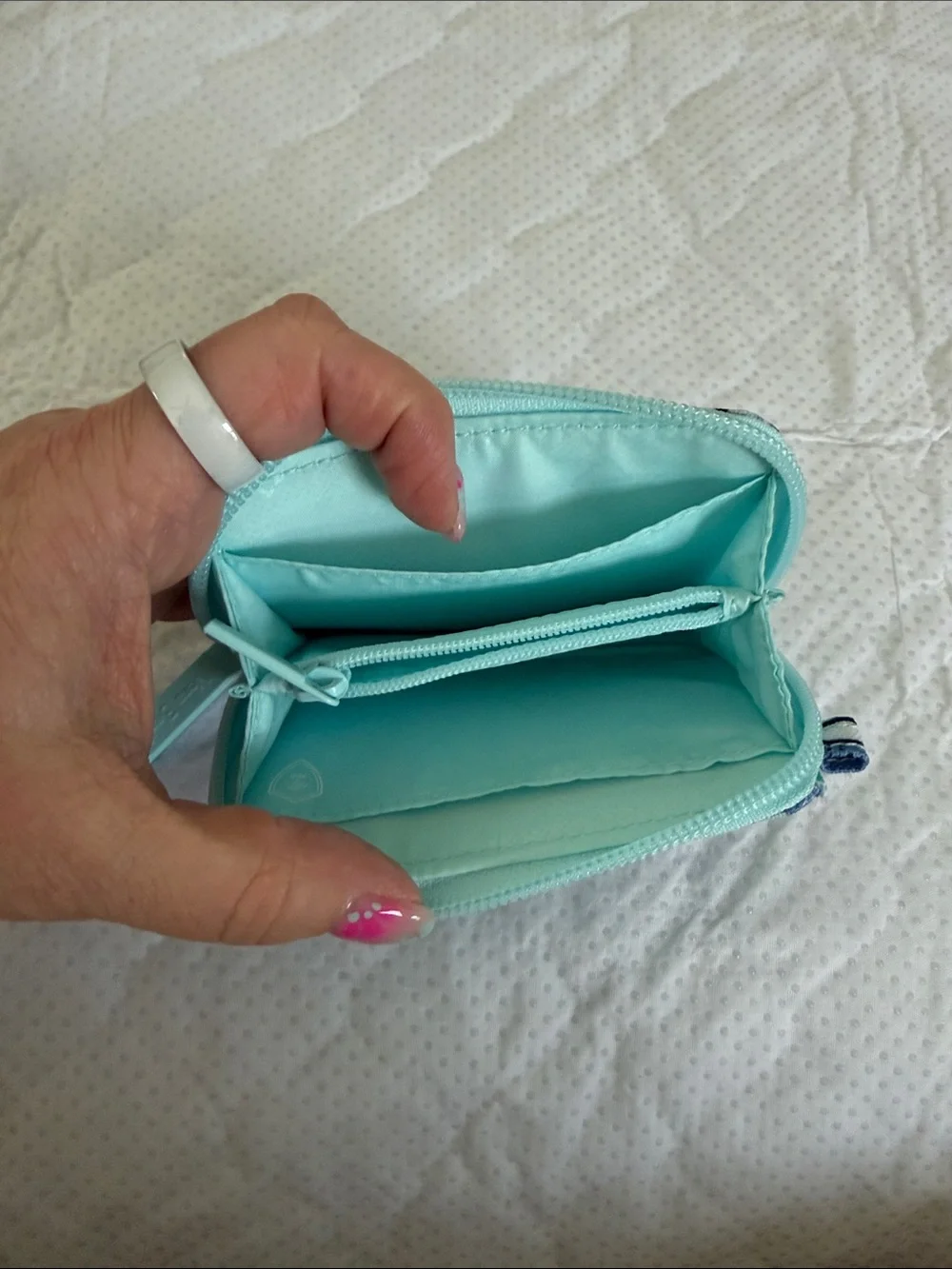 Vera Bradley Aqua Sea Life Zip Coin Wallet with Puffer Fish Print